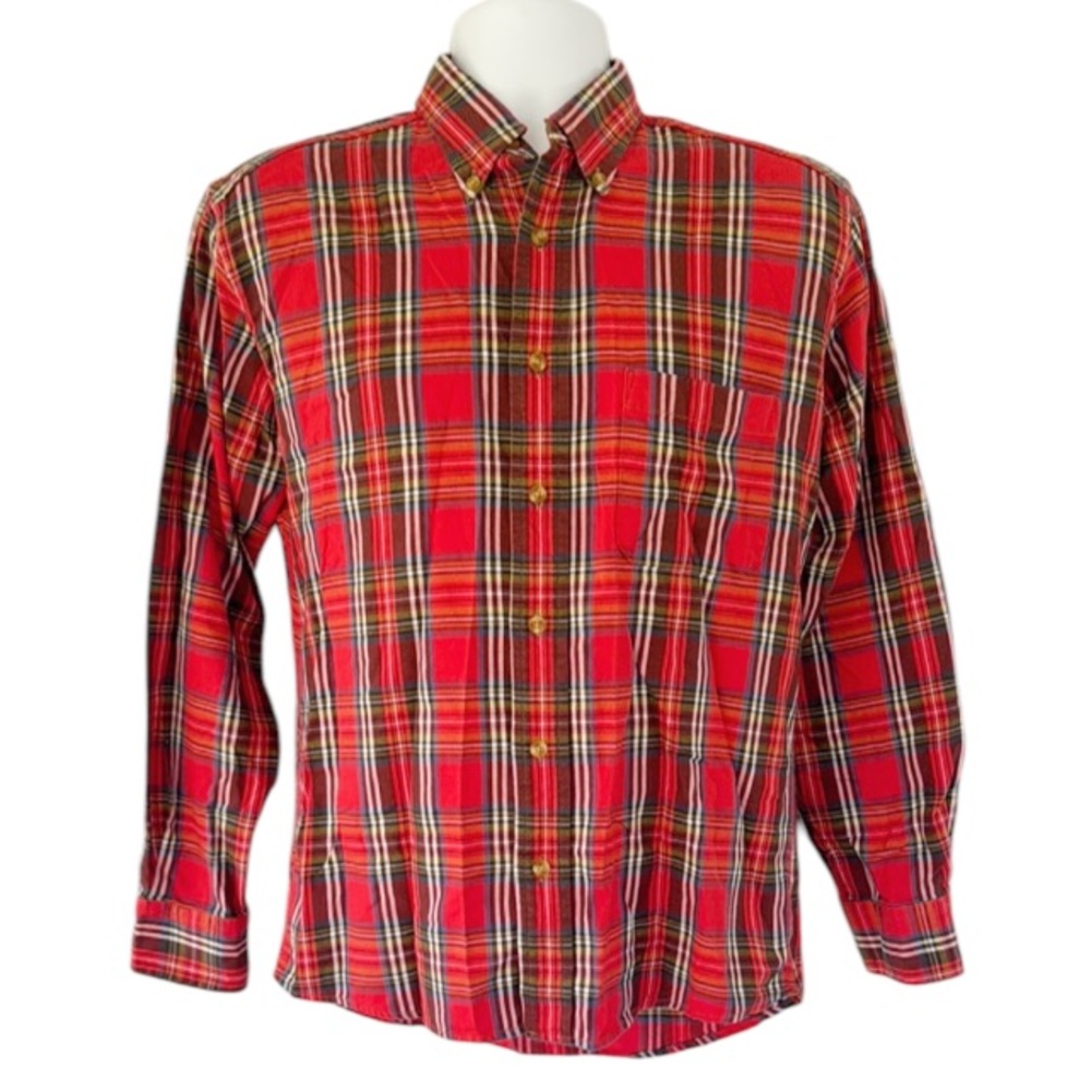 Vintage Bills Khakis red plaid cotton button down shirt size medium